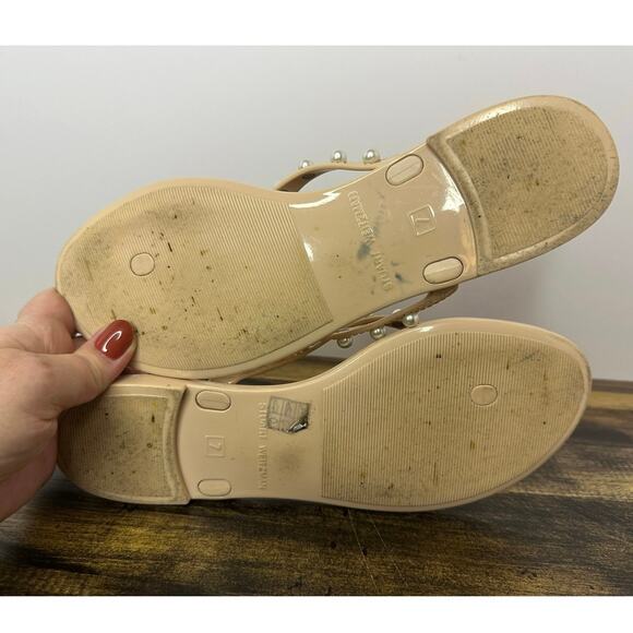 Stuart Weitzman Pearl Embellished Sandals in Nude - Picture 4 of 8